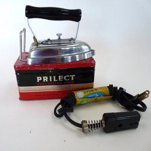 Prilect vintage travel clothes iron & tin laundry